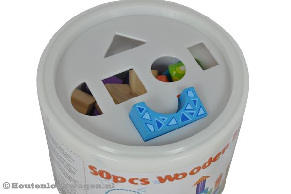 Vormen van de blokken zitten ook in het deksel.