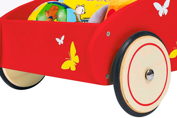 Houten wielen met rubberen rand