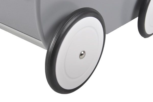 Geluidsarme wielen met rubberen rand.