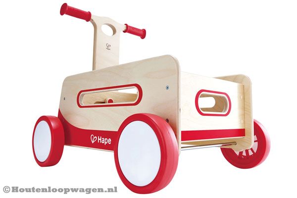 Stabiele loopwagen op 4 antikras wielen.