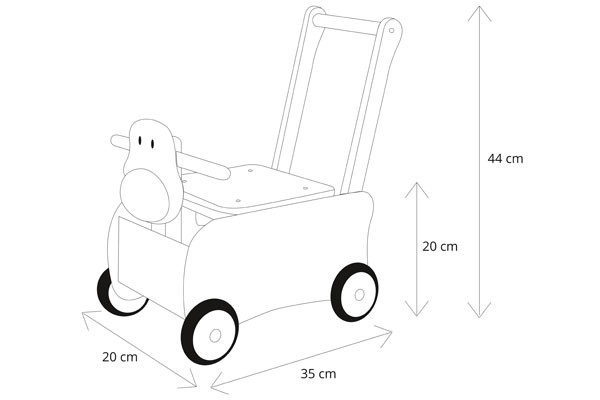Het formaat van de I'm Toy loopwagen.